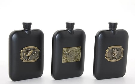 Özel Üretim Cepli Metal Hediyelik Erkek Paslanmaz Çelik Kabartmalı Tekli 6 Oz Matara Alk2666