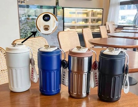 Özel Üretim Askılı ve Derece Göstergeli Vakumlu Mug - 500 ml Modern Kahve Termosu ALK3136