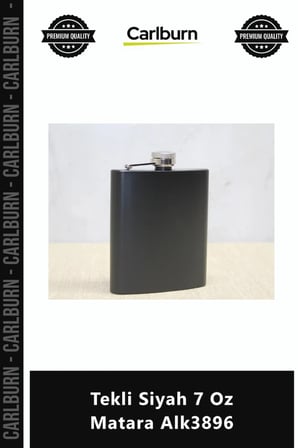 #Matara Paslanmaz Çelik Lüks Hediyelik Tasarım Metal Cep Matarası Tekli Siyah 7 Oz Matara