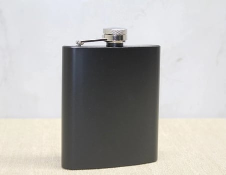 #Matara Paslanmaz Çelik Lüks Hediyelik Tasarım Metal Cep Matarası Tekli Siyah 7 Oz Matara