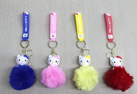 Özel Üretim Sevilen Figür Çanta Aksesuarı Tatlı Detay Ponponlu Hello Kitty Anahtarlık Alk4247