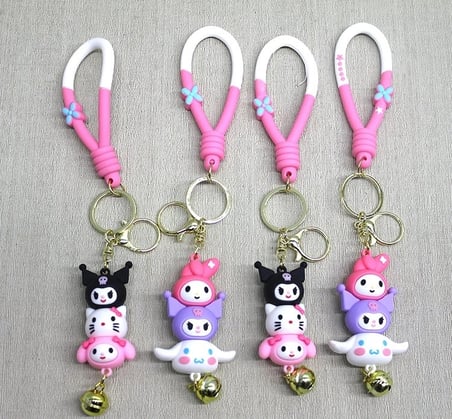 Özel Üretim Sevitemize Aksesuar Figürlü Çanta Süsü Hello Kitty Serisi Silikon Anahtarlık Alk4257