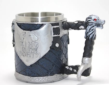 Özel Üretim Dizi Temalı Game Of Thrones King In The North 3D Kabartmalı Çelik Kupa Bardak Alk4367