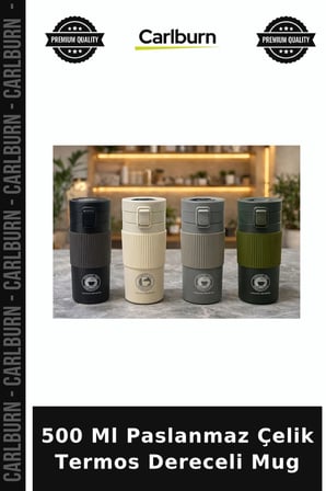 500 Ml Paslanmaz Çelik Termos Dereceli Mug Ofis Gereci Isı Tutucu Güvenli Kap