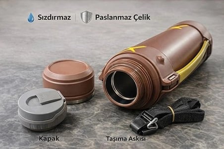 Mszm 2000 Ml Çift Katmanlı Vakumlu Paslanmaz Çelik Termos Sıcak Tutan Araba Aksesuarı