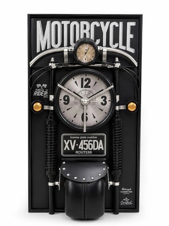 Özel Üretim Lazer Kesim Siyah Modern Şık Dekoratif Motosiklet Tasarımlı Metal Duvar Saati Alk5789