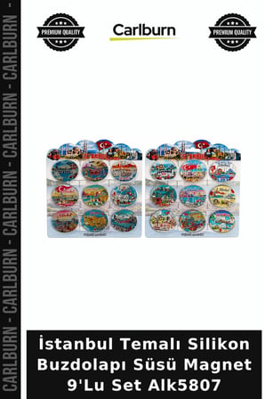 Özel Üretim Hediyelik Hatıra Mutfak İstanbul Temalı Silikon Buzdolapı Süsü Magnet 9'Lu Set Alk5807