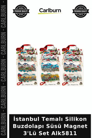 Özel Üretim Hediyelik Hatıra İstanbul Temalı Silikon Buzdolapı Süsü Magnet 3'Lü Set Alk5811
