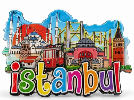 Özel Üretim Turistik Hediyelik Hatıra Eşyası İstanbul Temalı Ahşap Buzdolapı Süsü Magnet 1 Adet