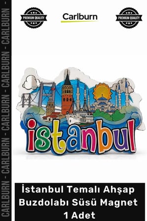 Özel Üretim Turistik Hediyelik Hatıra Eşyası İstanbul Temalı Ahşap Buzdolapı Süsü Magnet 1 Adet