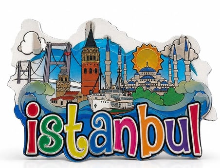 Özel Üretim Turistik Hediyelik Hatıra Eşyası İstanbul Temalı Ahşap Buzdolapı Süsü Magnet 1 Adet