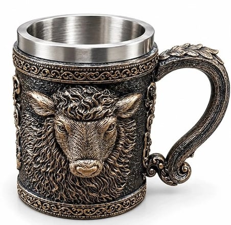 Özel Üretim Hediyelik Tasarım Metal Figürlü 3 D Kabartmalı Paslanmaz Çelik Kupa Bardak Alk6335