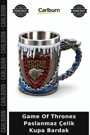Özel Üretim Hediyelik Dizi Temalı Game Of Thrones Tasarımlı 3D Paslanmaz Çelik Kupa Bardak Alk6507