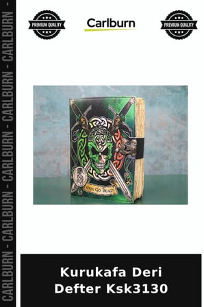 Özel Üretim Gotik Not Defteri Hediyelik Günlük Kurukafa Deri Defter Ksk3130
