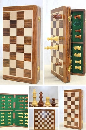 Ahşap Katlanabilir Kutulu Satranç Oyunu 40 Cm G225 Rakip Mücadelesi Eğitici Set Akıl Oyunları