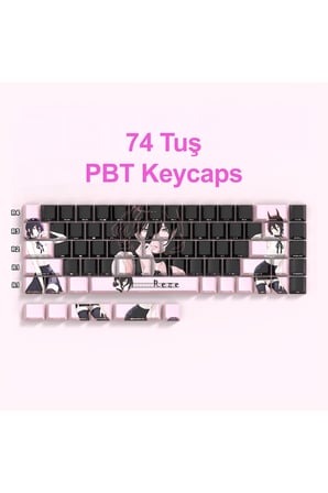 74 Tuş Orijinal Yan Baskılı Yarı Saydam PBT Süblimasyon Mekanik Klavye Tuşları Klavye Keycaps