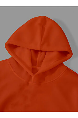 3 İplik Kılıç İskelet Baskılı Kırmızı Kanguru Cepli Kapüşonlu Sweatshirt Hoodie | M