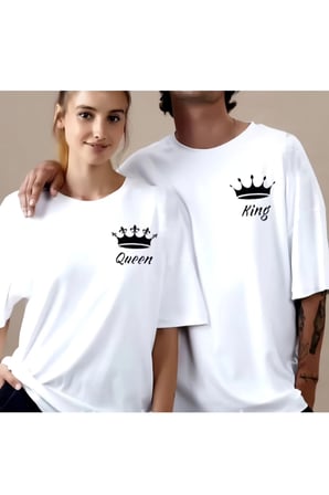 nevermind unisex king&queen baskılı sevgili çift kombini tasarım oversize tişört 2'li set