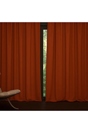 Kiremit Işık Geçirmez Termal Kornişli Blackout Karartm Saten Perde