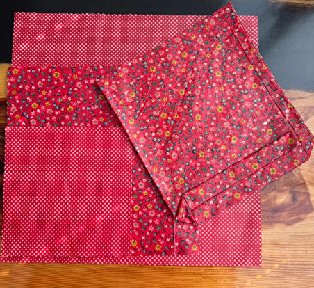 BİOBEZ 4’lü BEZ SET /kırmızı çiçekli