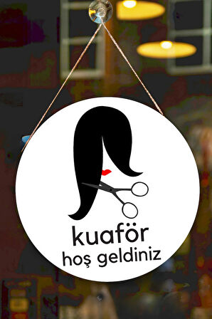 Güzellik Salonu Cam Kapı Pano Karşılama Tabelası, Kadın Kuaför Dükkan Süsü, Askılı Cam Kapı Tablosu