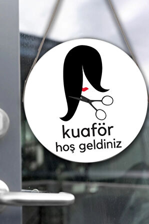Güzellik Salonu Cam Kapı Pano Karşılama Tabelası, Kadın Kuaför Dükkan Süsü, Askılı Cam Kapı Tablosu