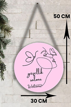 Güzellik Salonu Cam Kapı Pano Karşılama Tabelası, Kadın Kuaför Dükkan Süsü, Askılı Cam Kapı Tablosu