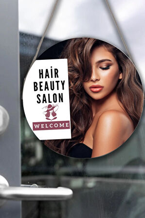 Güzellik Salonu Cam Kapı Pano Karşılama Tabelası, Kadın Kuaför Dükkan Süsü, Askılı Cam Kapı Tablosu