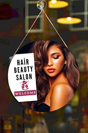 Güzellik Salonu Cam Kapı Pano Karşılama Tabelası, Kadın Kuaför Dükkan Süsü, Askılı Cam Kapı Tablosu