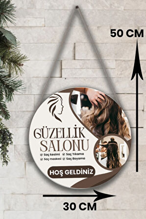 Güzellik Salonu Cam Kapı Pano Karşılama Tabelası, Kadın Kuaför Dükkan Süsü, Askılı Cam Kapı Tablosu