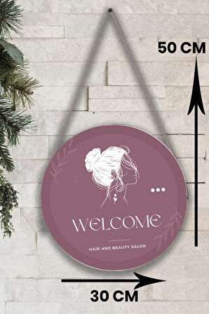 Güzellik Salonu Cam Kapı Pano Karşılama Tabelası, Kadın Kuaför Dükkan Süsü, Askılı Cam Kapı Tablosu