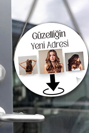 Güzellik Salonu Cam Kapı Pano Karşılama Tabelası, Kadın Kuaför Dükkan Süsü, Askılı Cam Kapı Tablosu