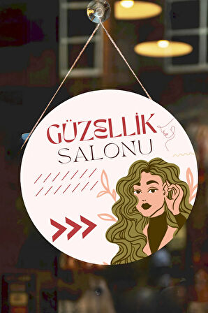 Güzellik Salonu Cam Kapı Pano Karşılama Tabelası, Kadın Kuaför Dükkan Süsü, Askılı Cam Kapı Tablosu