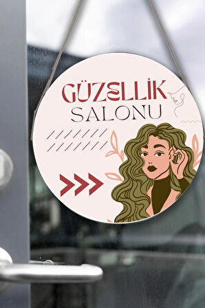 Güzellik Salonu Cam Kapı Pano Karşılama Tabelası, Kadın Kuaför Dükkan Süsü, Askılı Cam Kapı Tablosu