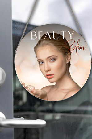 Güzellik Salonu Cam Kapı Pano Karşılama Tabelası, Kadın Kuaför Dükkan Süsü, Askılı Cam Kapı Tablosu