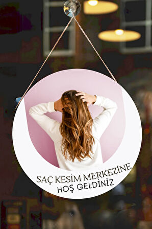 Güzellik Salonu Cam Kapı Pano Karşılama Tabelası, Kadın Kuaför Dükkan Süsü, Askılı Cam Kapı Tablosu