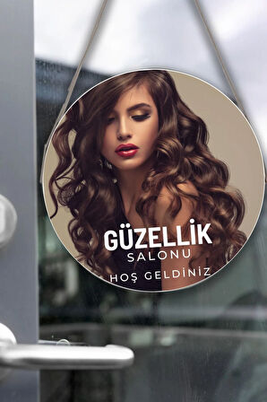 Güzellik Salonu Cam Kapı Pano Karşılama Tabelası, Kadın Kuaför Dükkan Süsü, Askılı Cam Kapı Tablosu