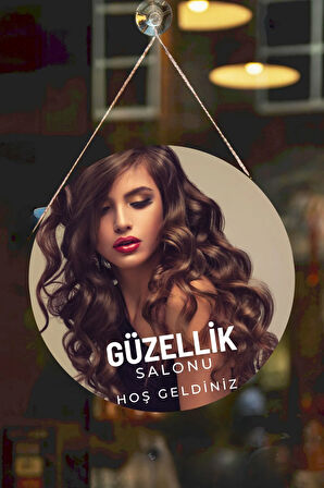 Güzellik Salonu Cam Kapı Pano Karşılama Tabelası, Kadın Kuaför Dükkan Süsü, Askılı Cam Kapı Tablosu