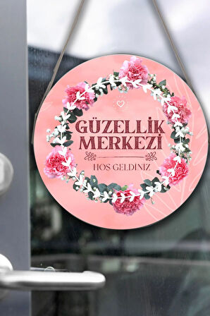 Güzellik Salonu Cam Kapı Pano Karşılama Tabelası, Kadın Kuaför Dükkan Süsü, Askılı Cam Kapı Tablosu