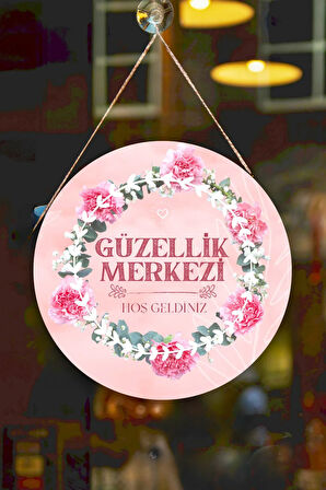 Güzellik Salonu Cam Kapı Pano Karşılama Tabelası, Kadın Kuaför Dükkan Süsü, Askılı Cam Kapı Tablosu