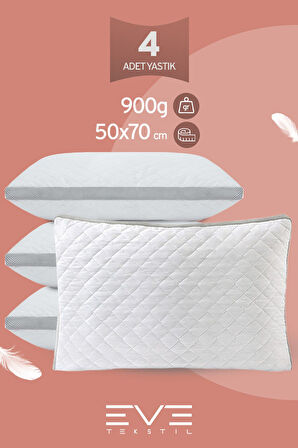 4 Adet Klimax Serisi Kılıflı Fermuarlı Klimali Antialerjik Silikon Elyaf Yastık 50x70cm 900 gr