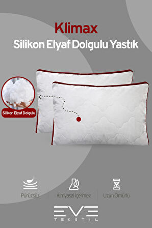 10 Adet Bordo Serisi Kılıflı Fermuarlı Klimali Antialerjik Silikon Nano Elyaf Yastık 50x70cm 