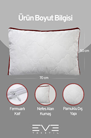 10 Adet Bordo Serisi Kılıflı Fermuarlı Klimali Antialerjik Silikon Nano Elyaf Yastık 50x70cm 