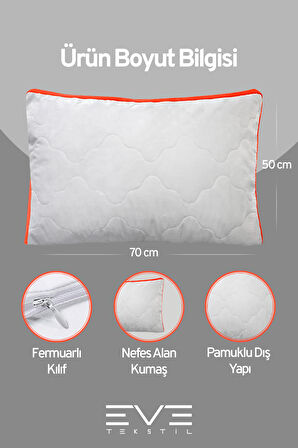 2 Adet Klimax Turuncu Serisi Kılıflı Fermuarlı Klimali Antialerjik Silikon Nano Elyaf Yastık 50x70cm 