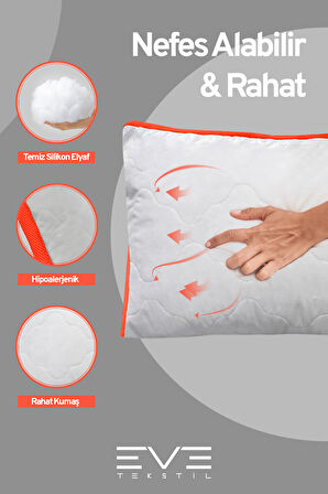 2 Adet Klimax Turuncu Serisi Kılıflı Fermuarlı Klimali Antialerjik Silikon Nano Elyaf Yastık 50x70cm 
