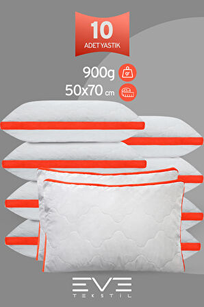 10 Adet Klimax Turuncu Serisi Kılıflı Fermuarlı Klimali Antialerjik Silikon Nano Elyaf Yastık 50x70cm 