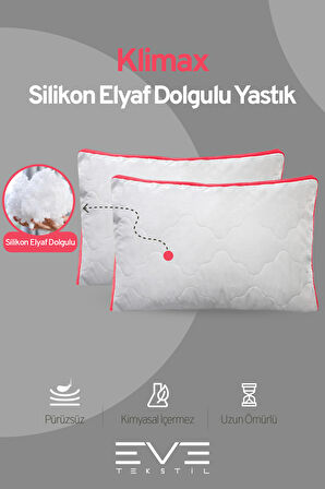 2 Adet Pembe Serisi Kılıflı Fermuarlı Klimali Antialerjik Silikon Nano Elyaf Yastık 50x70cm 