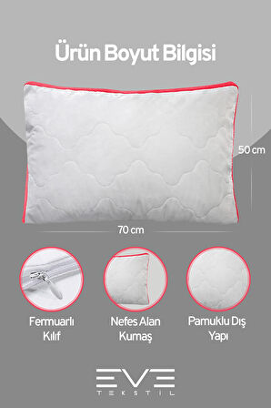 2 Adet Pembe Serisi Kılıflı Fermuarlı Klimali Antialerjik Silikon Nano Elyaf Yastık 50x70cm 