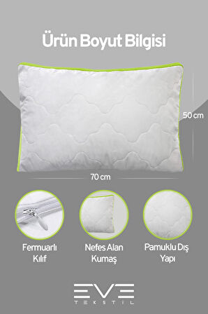 2 Adet Klimax Yeşil Serisi Kılıflı Fermuarlı Klimali Antialerjik Silikon Nano Elyaf Yastık 50x70cm 