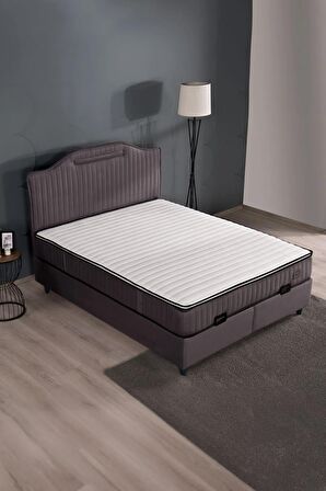 Royal Lux Sandıklı Baza Başlık Paket Yaylı Pedli Yatak Seti Antrasit